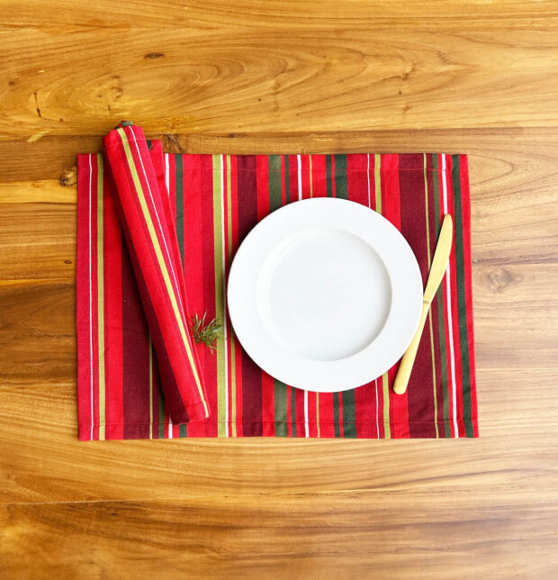 Classic Red Stripes Cotton Table mats - Set of 6
