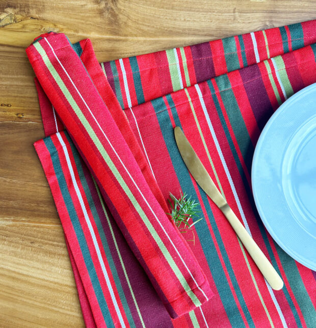 Classic Red Stripes Cotton Table mats - Set of 6