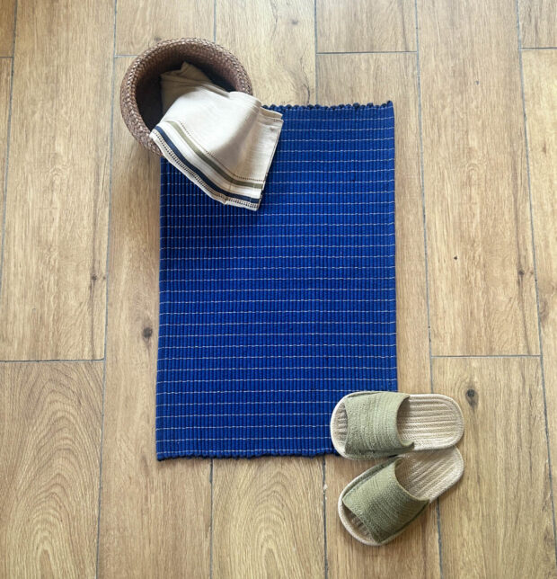 Handwoven Cotton Floor mat Classic Blue