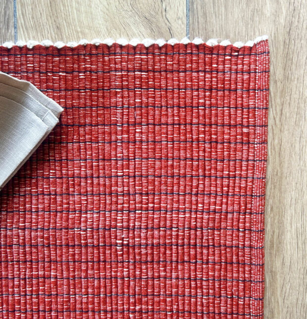 Handwoven Cotton Floor mat Autumn Red
