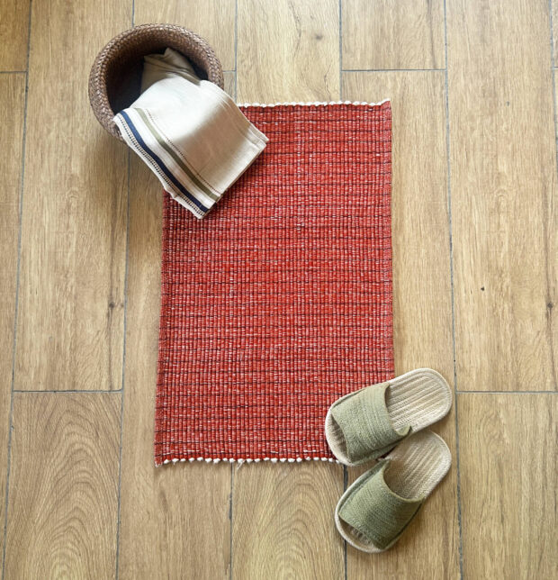 Handwoven Cotton Floor mat Autumn Red