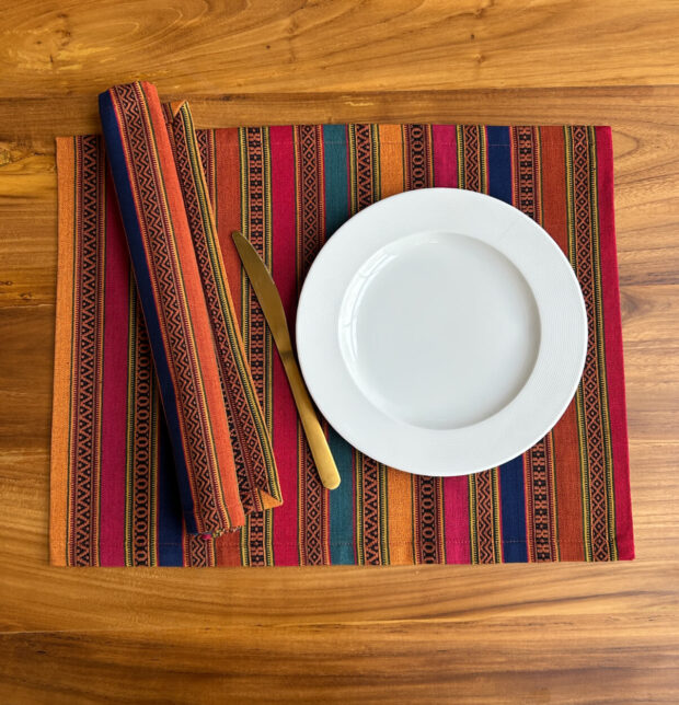 Vertical Vintage Stripes Cotton Table Mats Multi-color - Set of 6