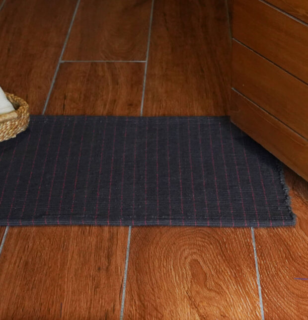 Handwoven Cotton Floor mat Charcoal Black