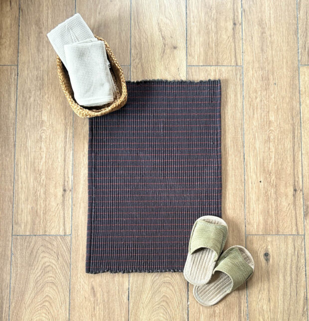 Handwoven Cotton Floor mat Charcoal Black