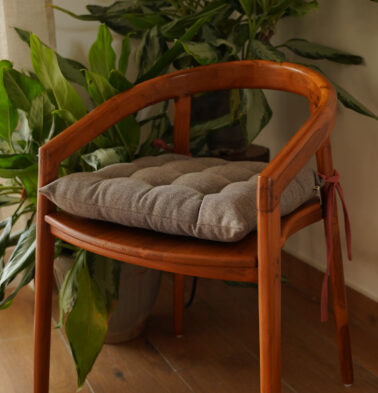 Chambray Cotton Chairpad Nickel Grey