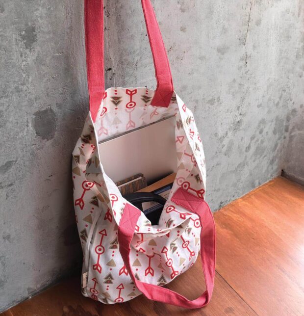 Aztec Arrows Cotton Tote Bag Fiesta Red