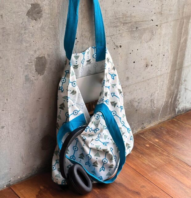 Aztec Arrows Cotton Tote Bag Vivid Blue