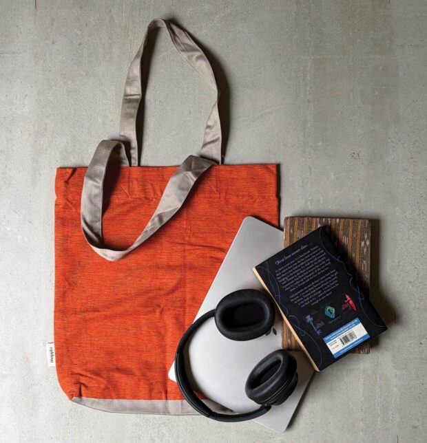 Textura Cotton Tote Bag Orange / Grey