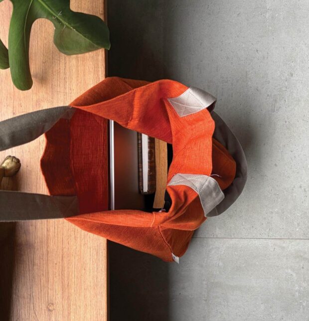 Textura Cotton Tote Bag Orange / Grey