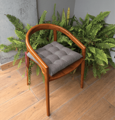 Chambray Cotton Chairpad Nickel Grey
