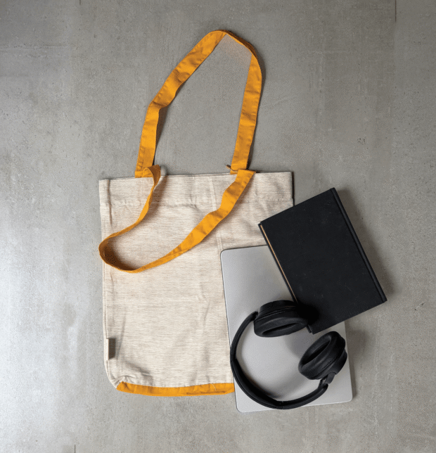 Textura Cotton Tote Bag Beige / Yellow