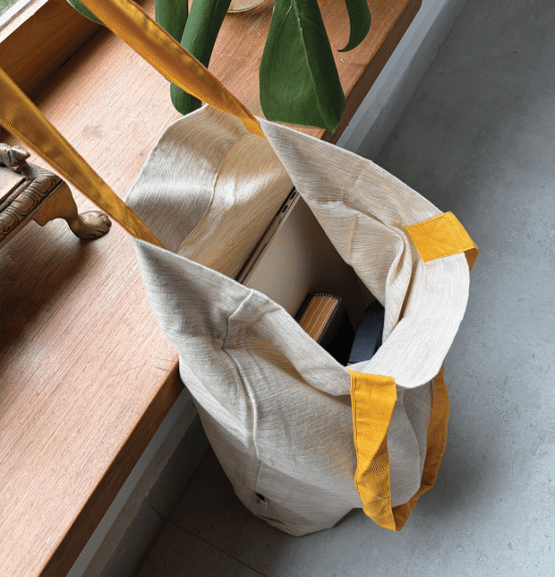 Textura Cotton Tote Bag Beige / Yellow