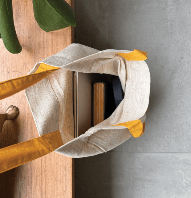 Textura Cotton Tote Bag Beige / Yellow