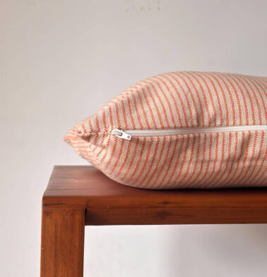Fine Stripes Cotton Cushion Cover Rust Orange 16″ x 16″