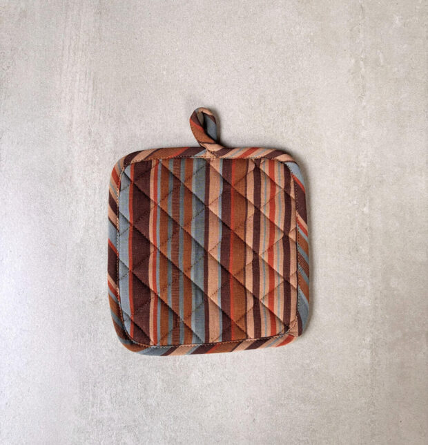 Stripe Cotton Pot Holder Brown