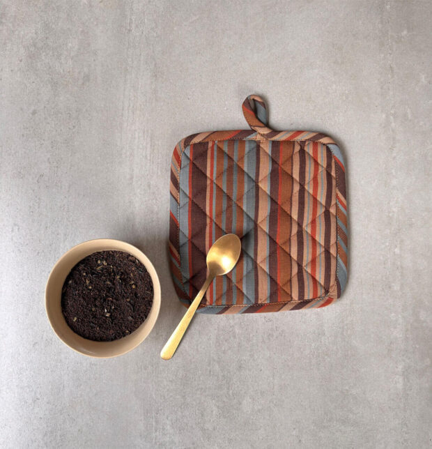 Stripe Cotton Pot Holder Brown