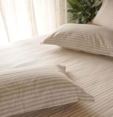 Morning Stripe Cotton Duvet Cover Beige