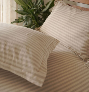 Morning Stripe Cotton Pillow Cover – Beige