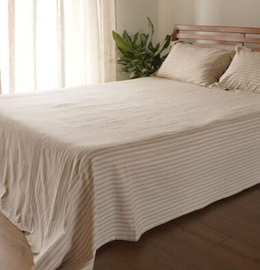 Morning Stripe Cotton Fitted Bedsheet – Beige