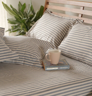 Customisable Morning Stripe Cotton Duvet Cover Blue