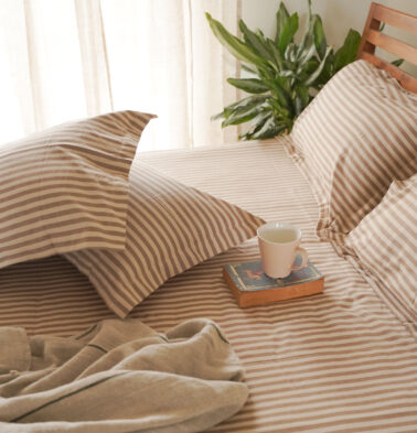 Morning Stripe Cotton Duvet Cover Brown