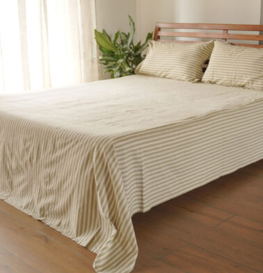 Morning Stripe Cotton Fitted Bedsheet – Green