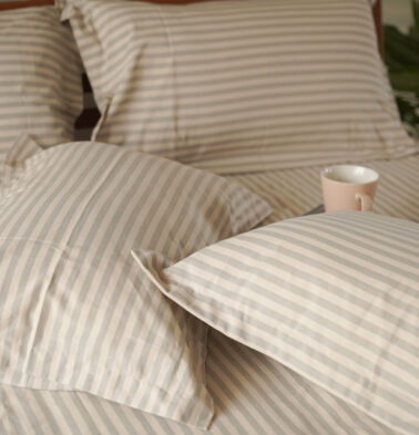 Morning Stripe Cotton Pillow Cover – Grey