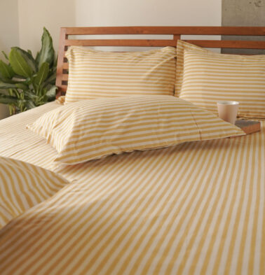 Morning Stripe Cotton Duvet Cover Yellow