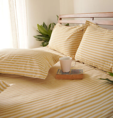 Morning Stripe Cotton Pillow Cover – Yellow