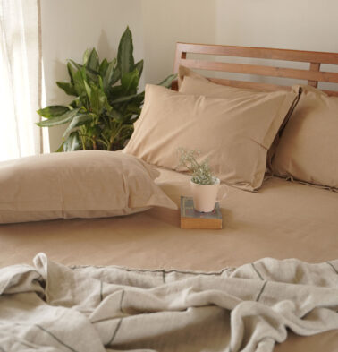 Earthen Hues Cotton Bedsheet Warm Sand- With 2 pillow covers