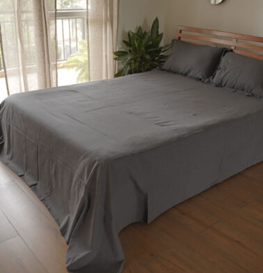 Earthen Hues Cotton Fitted Bedsheet – Magnet Black