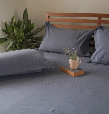 Earthen Hues Cotton Bedsheet – Infinity Blue (with 2 Pillow Covers)