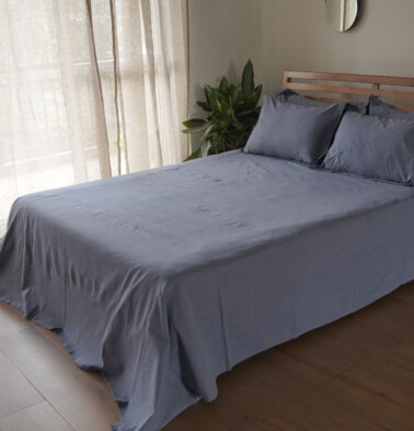 Earthen Hues Cotton Fitted Bedsheet – Infinity Blue