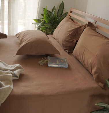 Earthen Hues Cotton Bedsheet – Tobacco Brown (with 2 Pillow Covers)