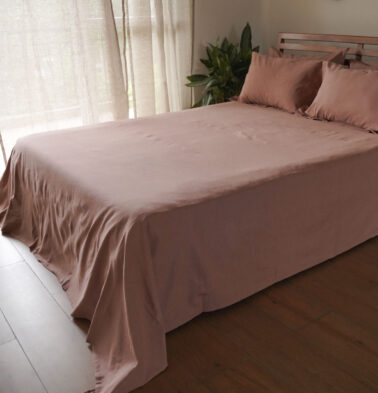 Earthen Hues Cotton Fitted Bedsheet – Rose Dawn