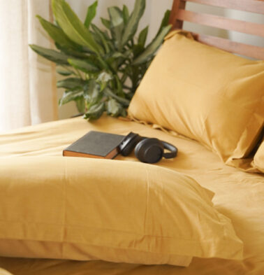 Earthen Hues Cotton Bedsheet – Buff Yellow (with 2 Pillow Covers)