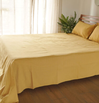 Earthen Hues Cotton Fitted Bedsheet – Buff Yellow