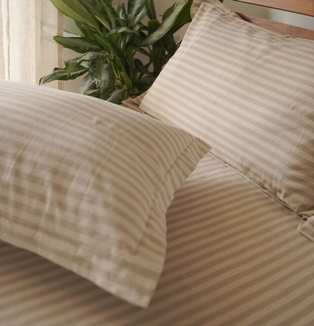 Morning Stripe Cotton Duvet Cover Beige