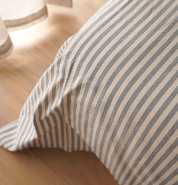 Morning Stripe Cotton Duvet Cover Blue