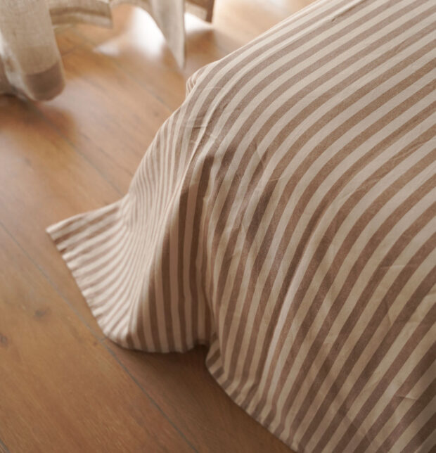 Morning Stripe Cotton Duvet Cover Brown