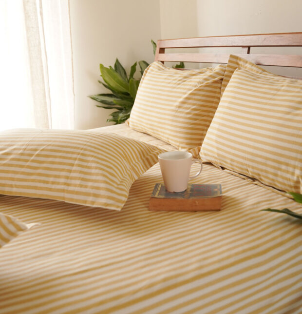 Morning Stripe Cotton Duvet Cover Yellow