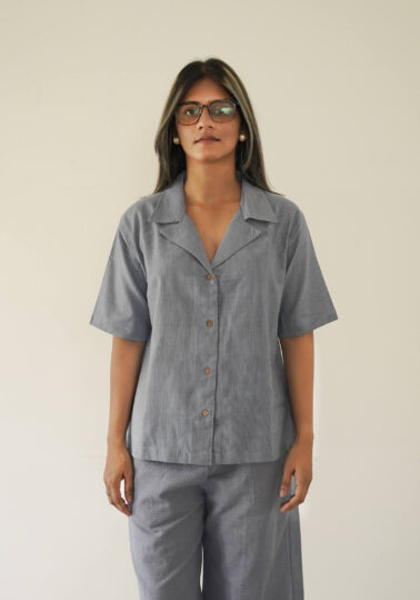 Contour Cotton Resort Shirt for Women – Blue