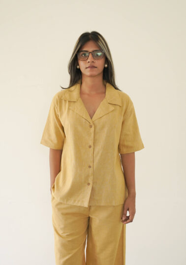 Contour Cotton Resort Shirt for Women – Mustard Yellow