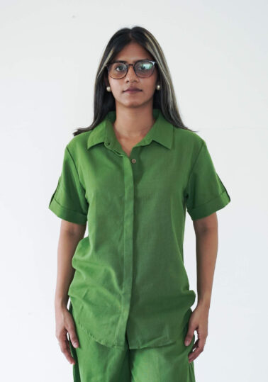 Serein Relaxed Cotton Shirt for Women – Forest Green