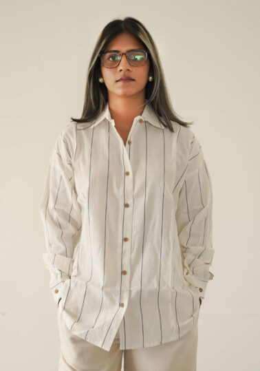 Classic Stripe Cotton Studio Shirt for Women – White