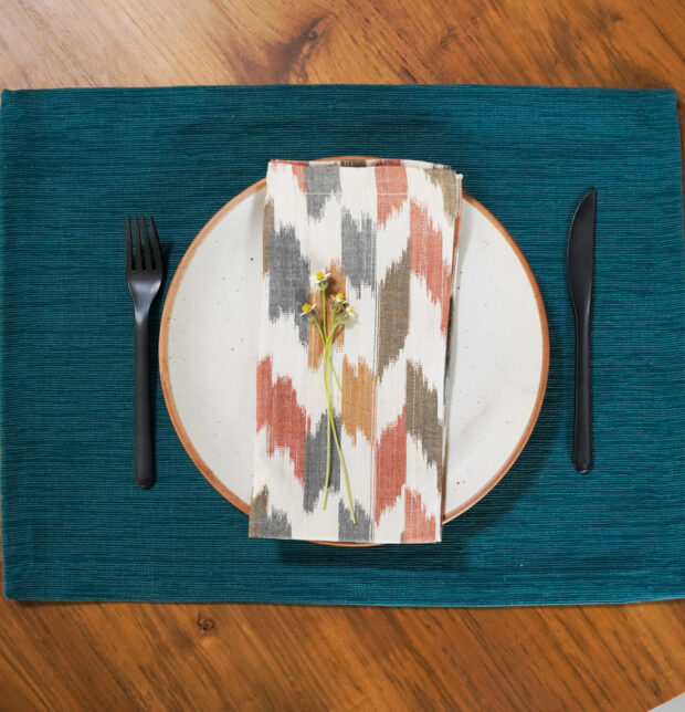 Handwoven Textura Cotton Table Mats Ocean Depth- Set of 6