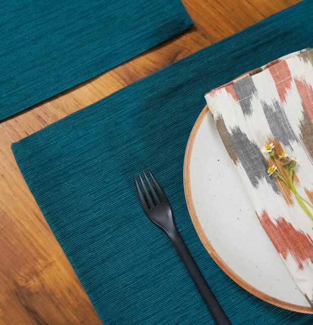 Handwoven Textura Cotton Table Mats Ocean Depth- Set of 6