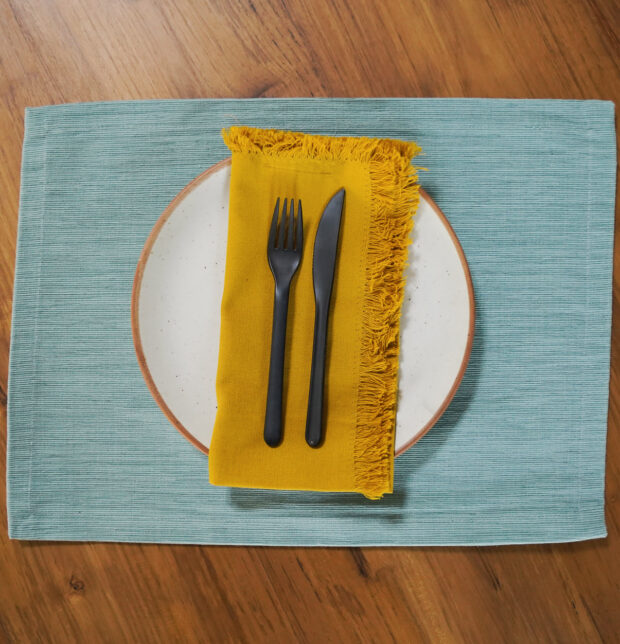Handwoven Textura Cotton Table Mats Whispering Blue - Set of 6