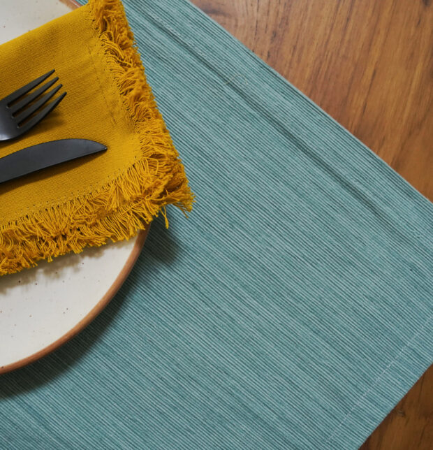 Handwoven Textura Cotton Table Mats Whispering Blue - Set of 6