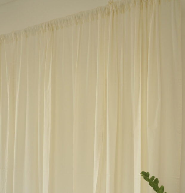 Slub Sheer Cotton Curtain Creamy White